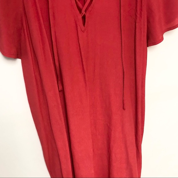 Madewell Lace Up Flutter Sleeve Loose Fit Dress - Picture 4 of 11